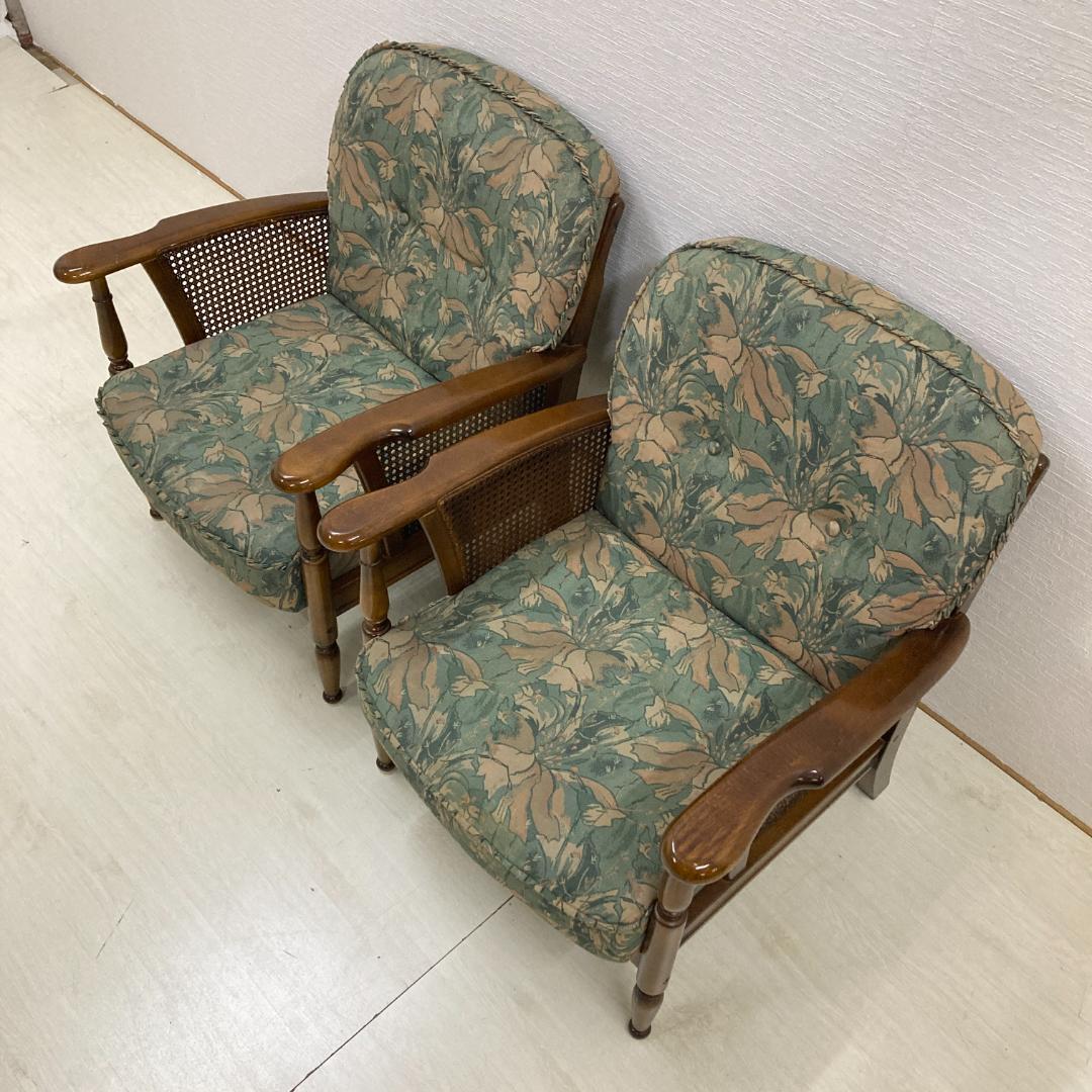 【カリモク】コロニアル　一人掛けソファ　シングルソファ　椅子　２脚セット