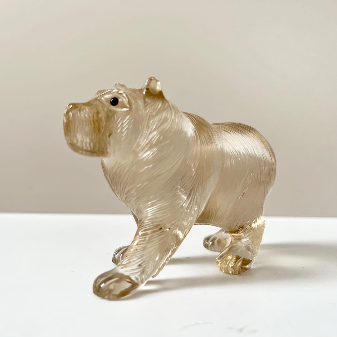 本水晶　熊　石　石製　石彫　石彫り　置物