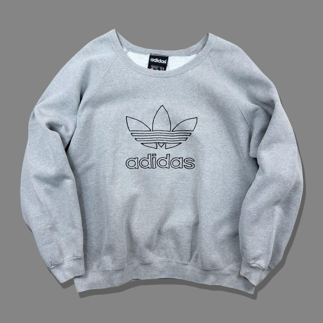 90s USA製 adidas アディダス スウェット ロゴ グレー あいみょん