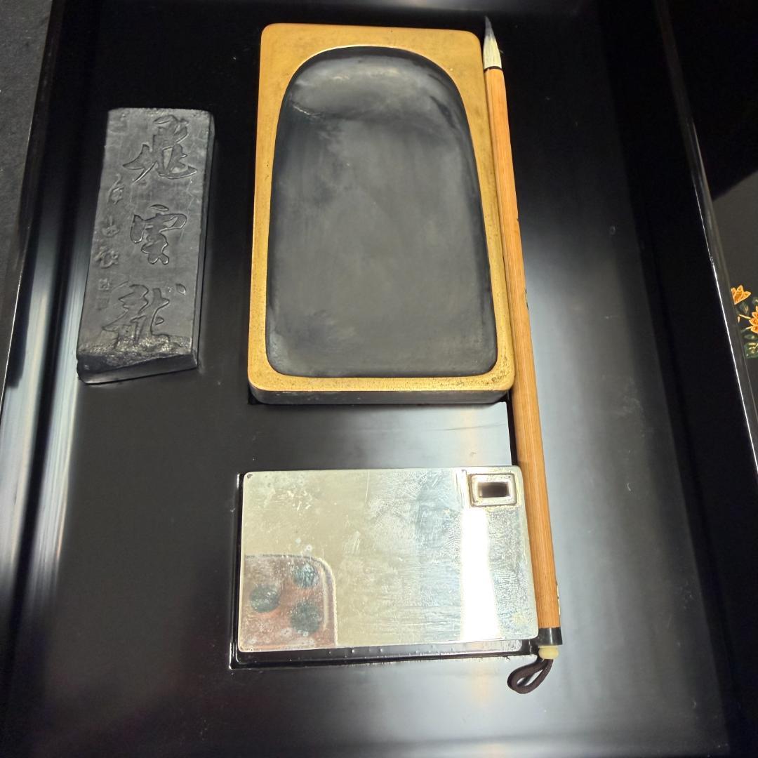 硯箱 平安 象彦 蒔絵 象嵌 硯 水滴 書道具 唐子紋 - メルカリ