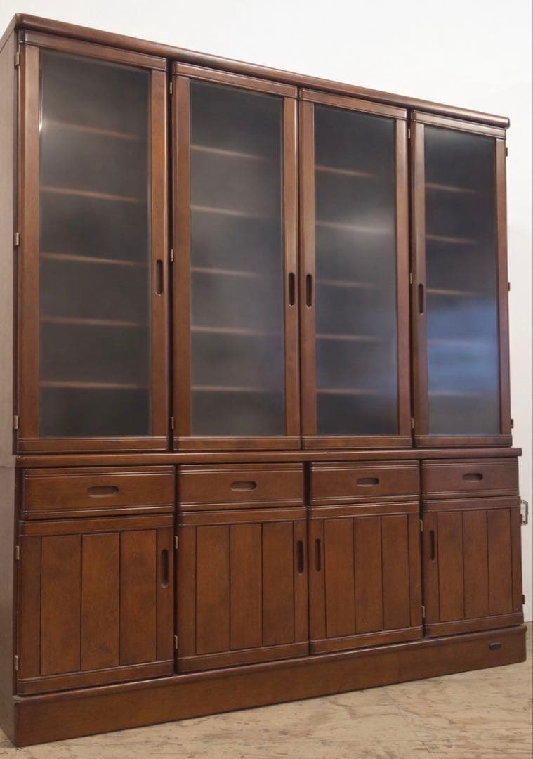 本棚　食器棚　ガラス棚　大容量　大型　横幅177.5㎝　アンティーク