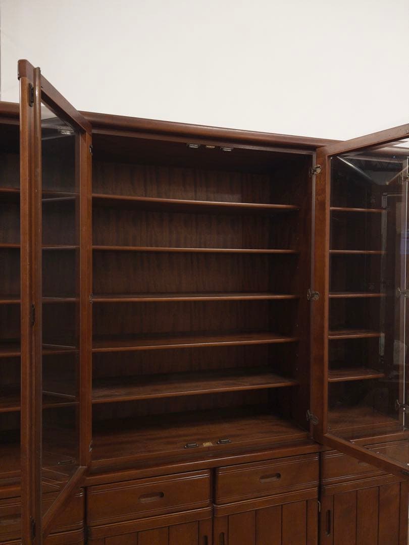 本棚　食器棚　ガラス棚　大容量　大型　横幅177.5㎝　アンティーク