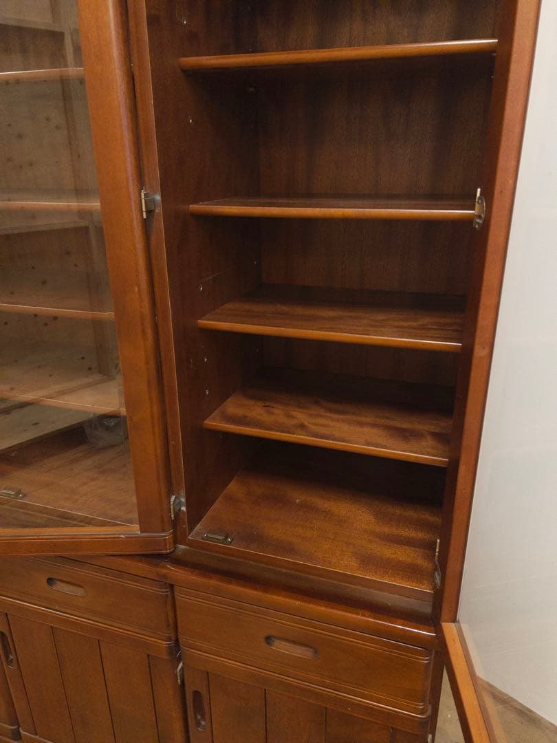 本棚　食器棚　ガラス棚　大容量　大型　横幅177.5㎝　アンティーク