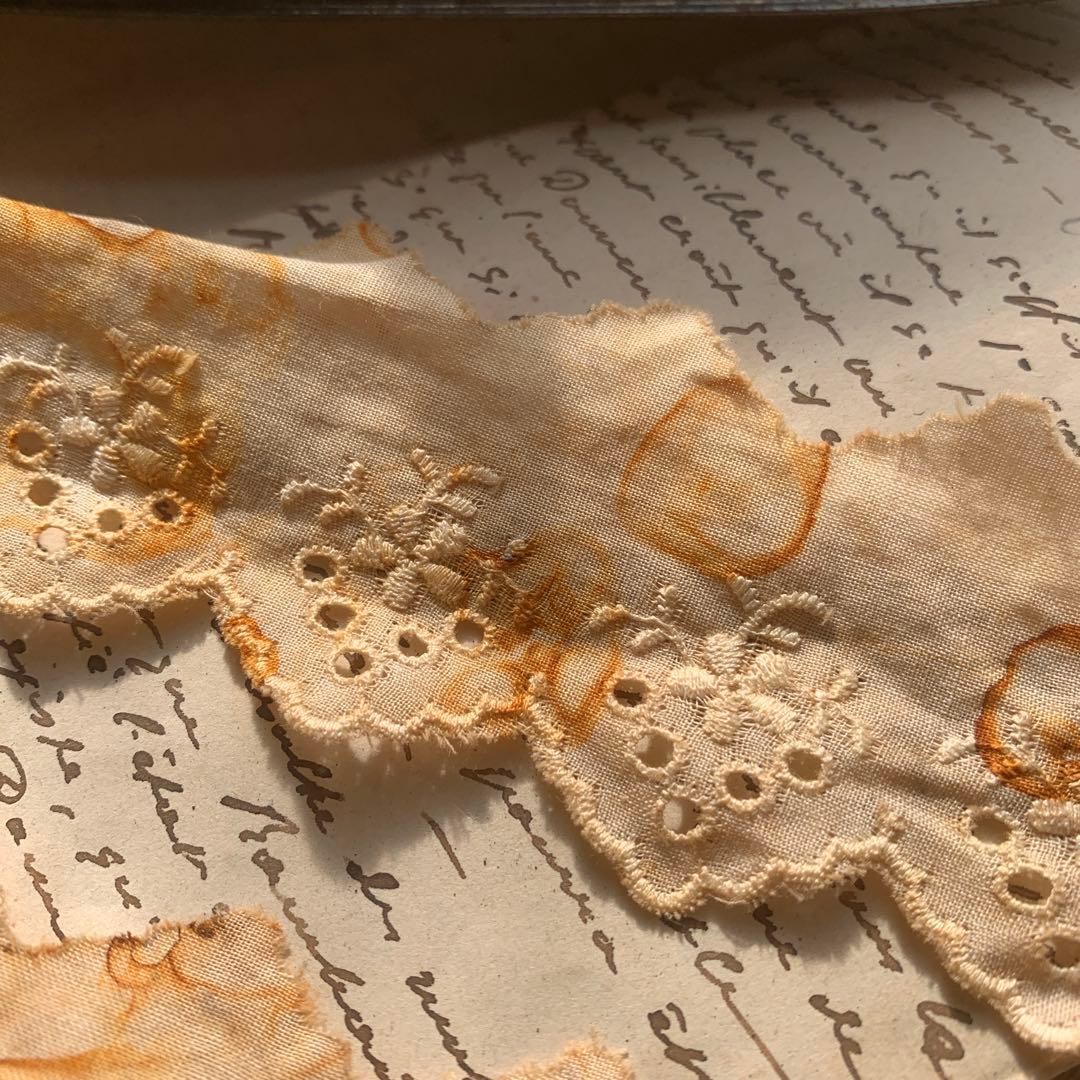 1点のみ☆ジャンクジャーナル素材☆錆染めcottonレース1.5メートル270