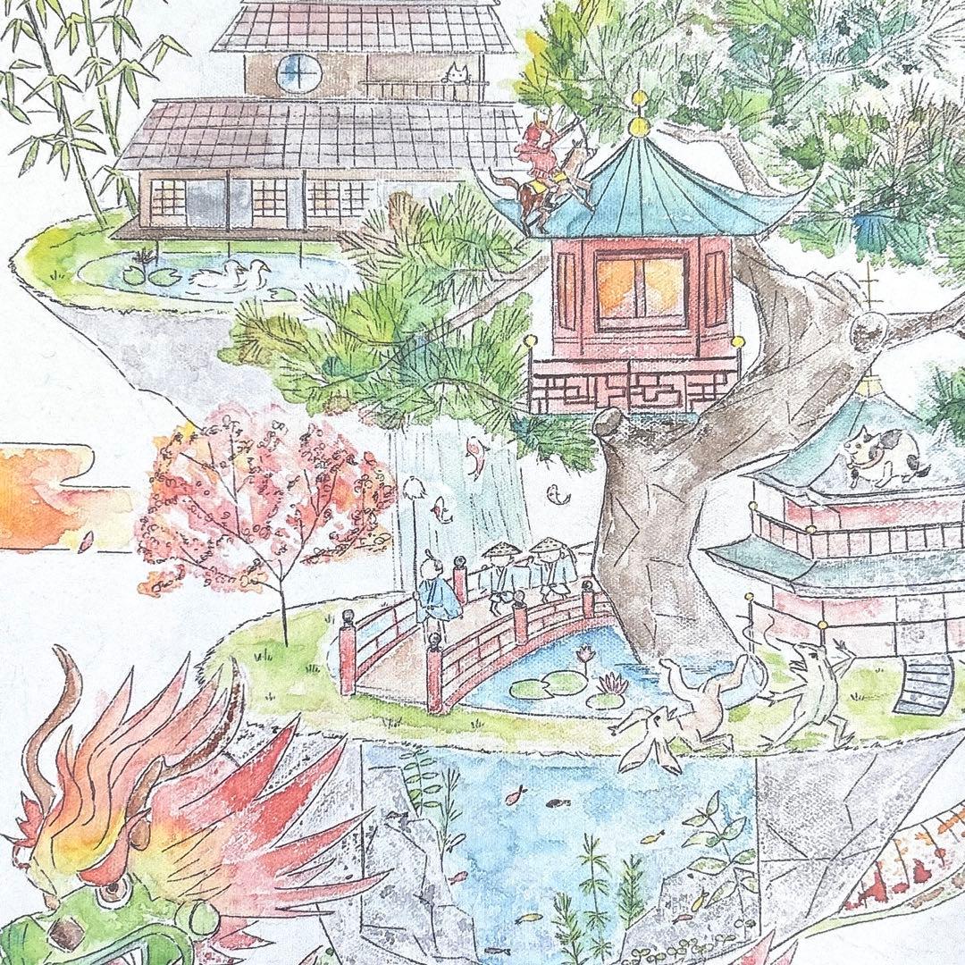 雫猫 nyago水彩画 空想画 絵 絵画 手描きイラスト 画家 アート 複製画