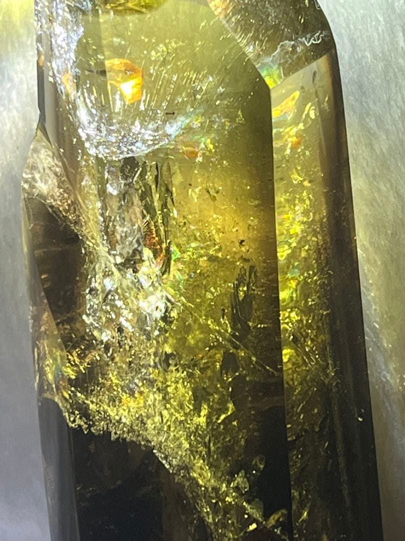 シトリン　ポイント　タワー　六角柱 黄水晶 レインボーシトリン　天然石　虹