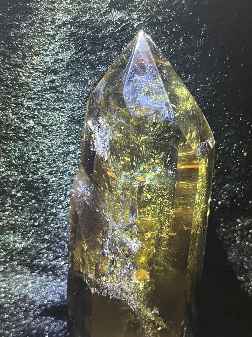 シトリン　ポイント　タワー　六角柱 黄水晶 レインボーシトリン　天然石　虹