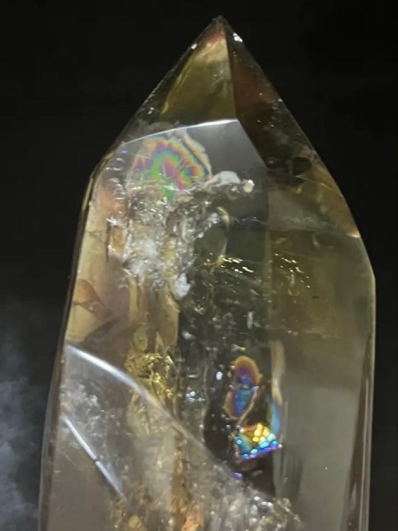 シトリン　ポイント　タワー　六角柱 黄水晶 レインボーシトリン　天然石　虹