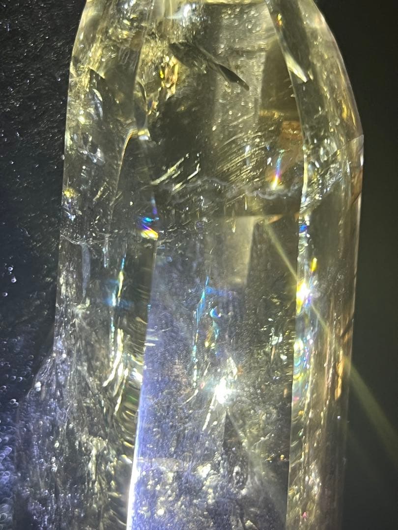 シトリン　ポイント　タワー　六角柱 黄水晶 レインボーシトリン　天然石　虹