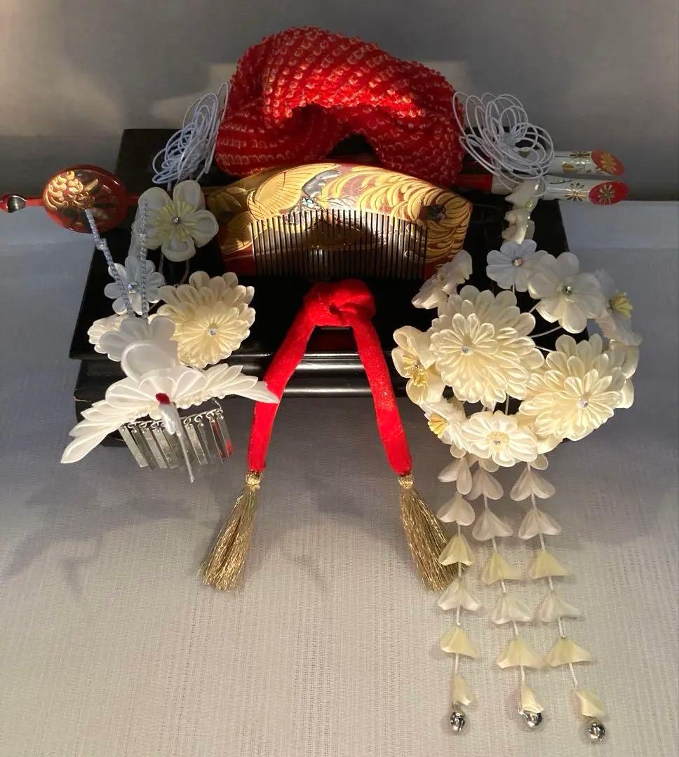 専用　七五三花嫁簪　アンティーク鶴櫛平打ち簪　花簪　ビラ簪　後押し　Uピン水引簪