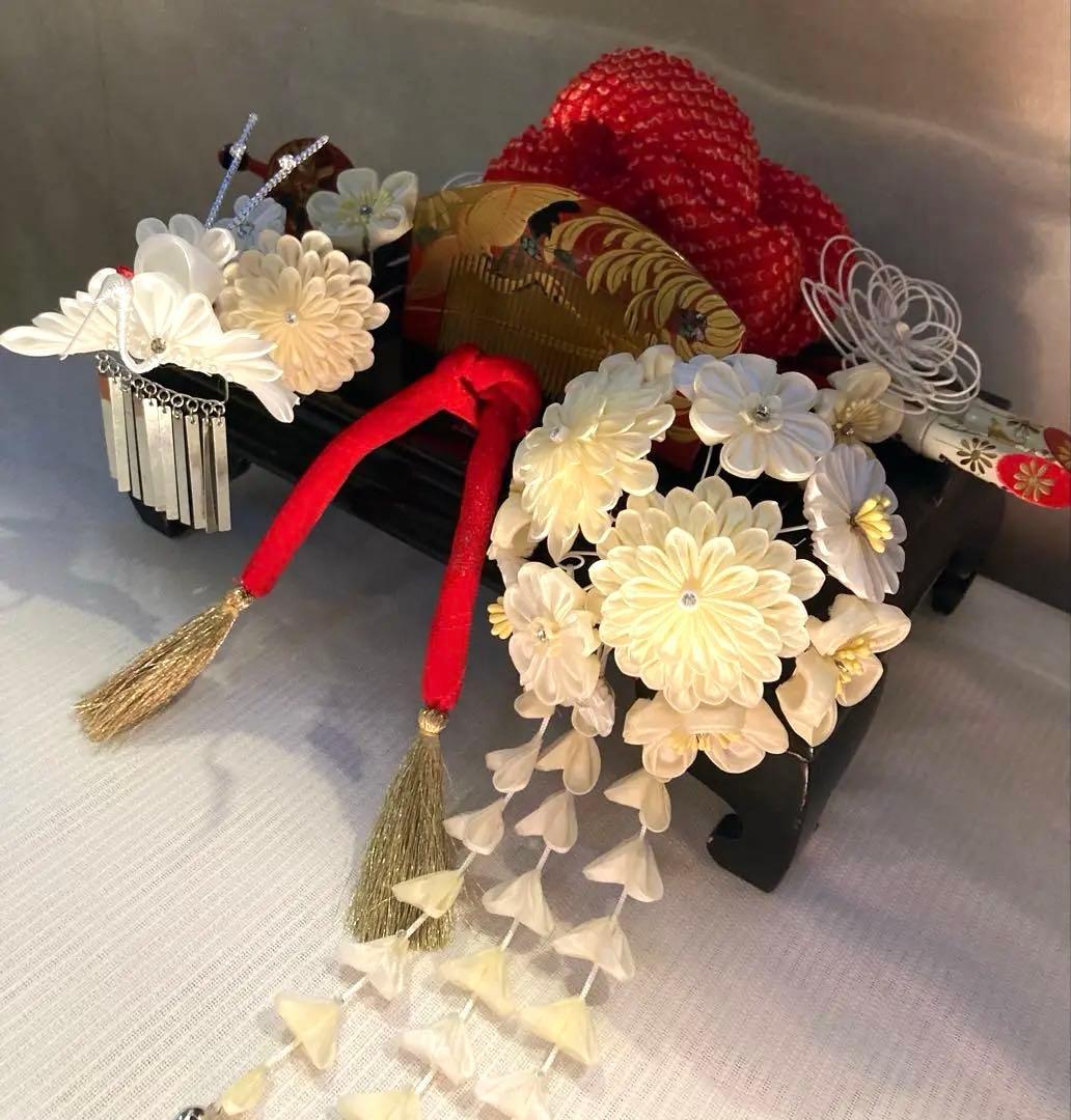 専用　七五三花嫁簪　アンティーク鶴櫛平打ち簪　花簪　ビラ簪　後押し　Uピン水引簪