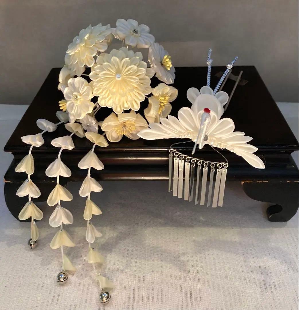 専用　七五三花嫁簪　アンティーク鶴櫛平打ち簪　花簪　ビラ簪　後押し　Uピン水引簪