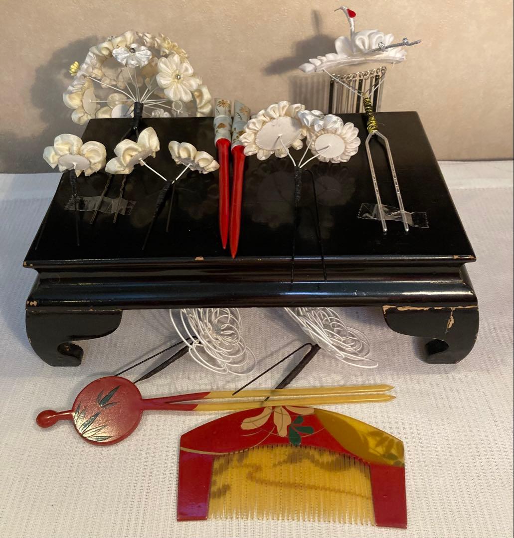 専用　七五三花嫁簪　アンティーク鶴櫛平打ち簪　花簪　ビラ簪　後押し　Uピン水引簪