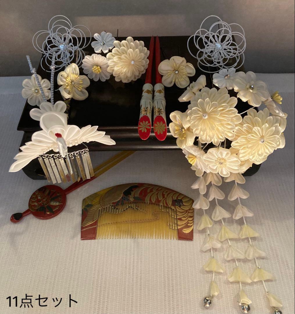 専用　七五三花嫁簪　アンティーク鶴櫛平打ち簪　花簪　ビラ簪　後押し　Uピン水引簪