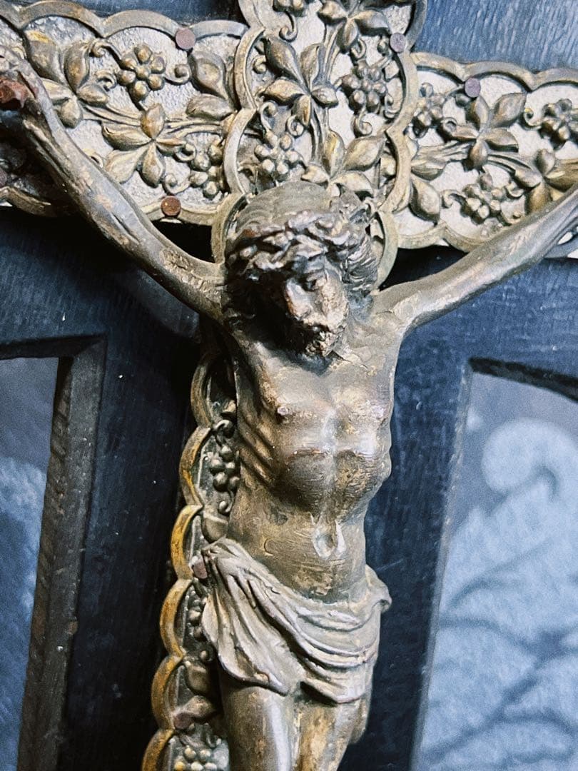 フランス製アンティーク　ナポレオン三世　イエスキリスト　磔刑　十字架　クロス
