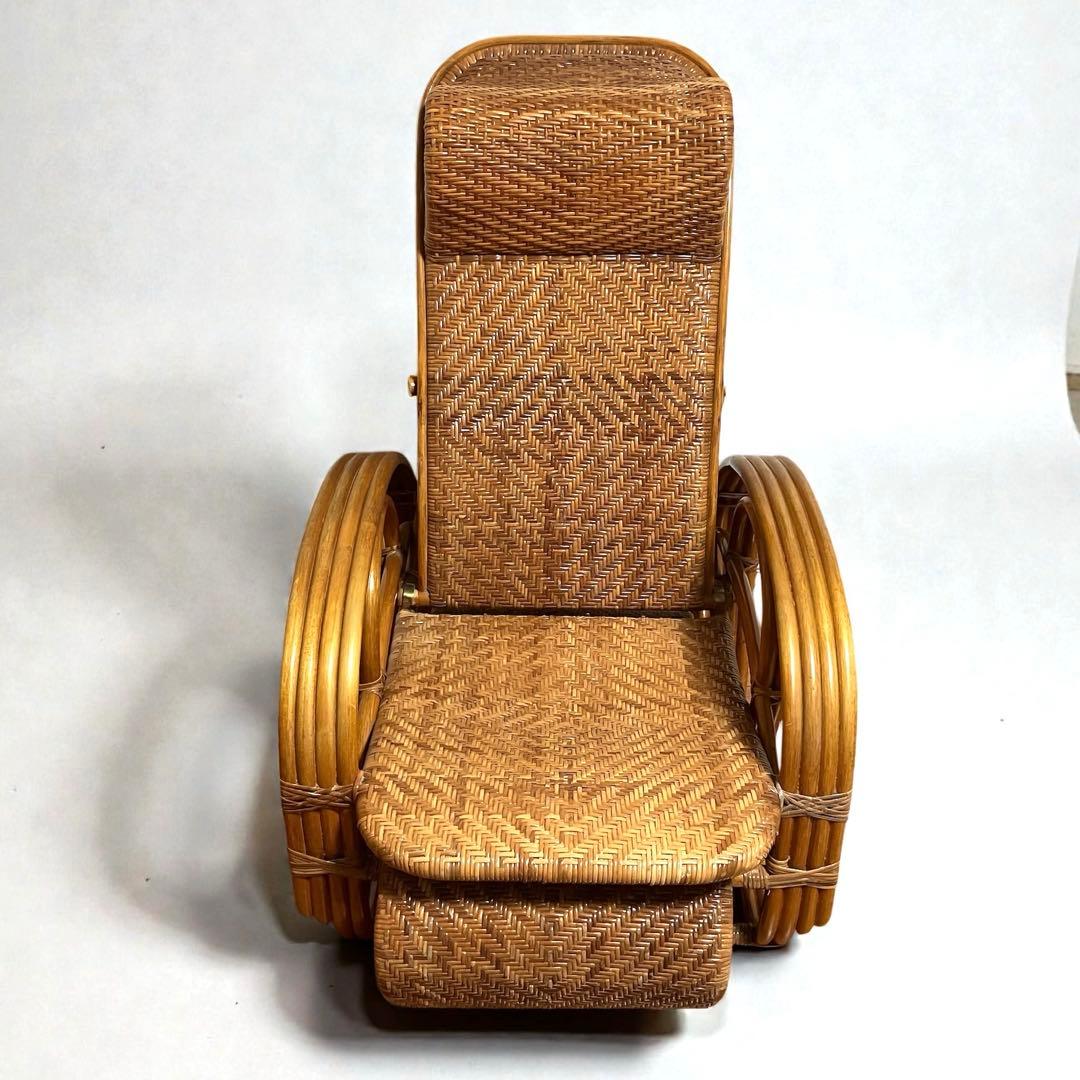 【良品】ラタン製 リクライニングチェア 1人掛けソファー　籐家具　昭和レトロ