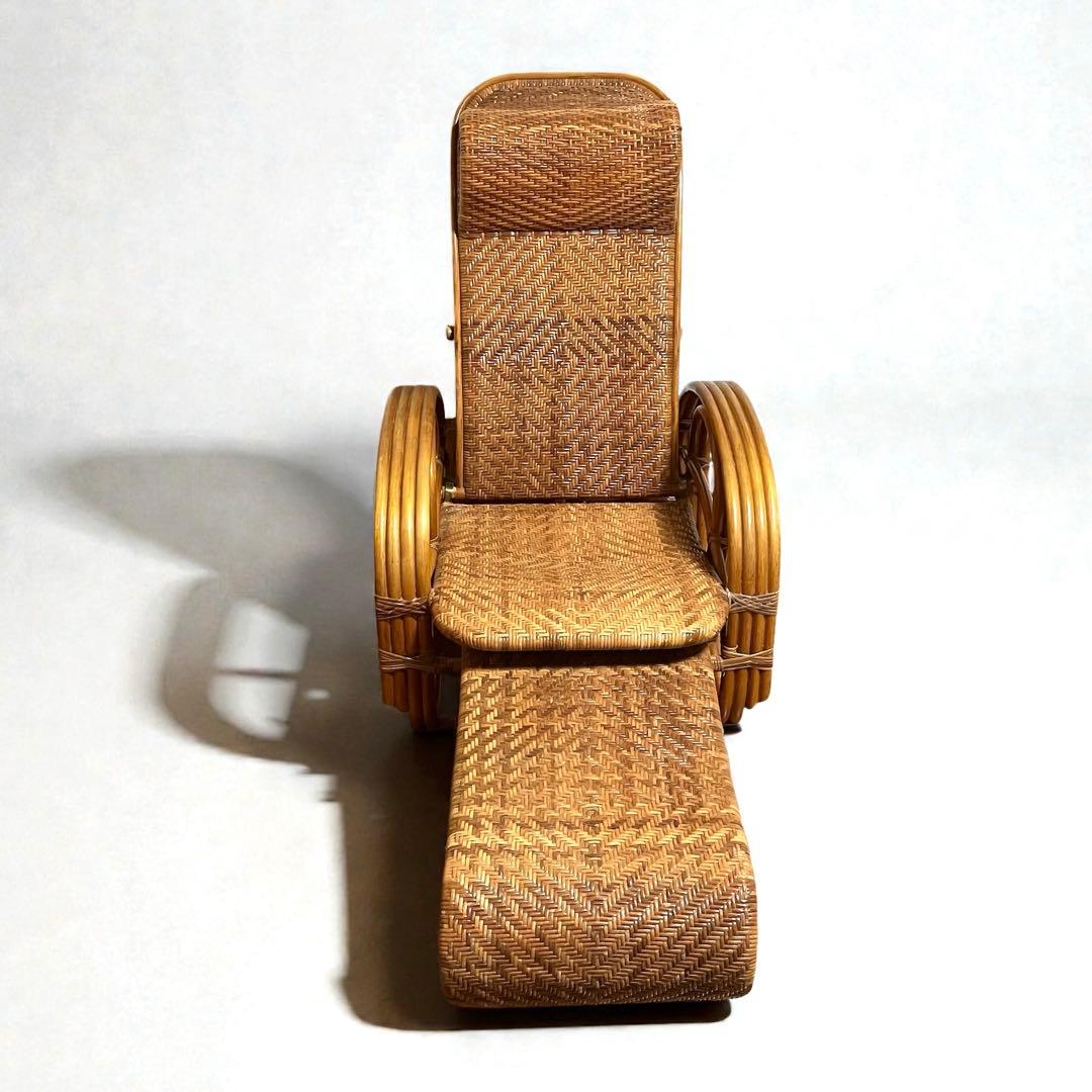 【良品】ラタン製 リクライニングチェア 1人掛けソファー　籐家具　昭和レトロ