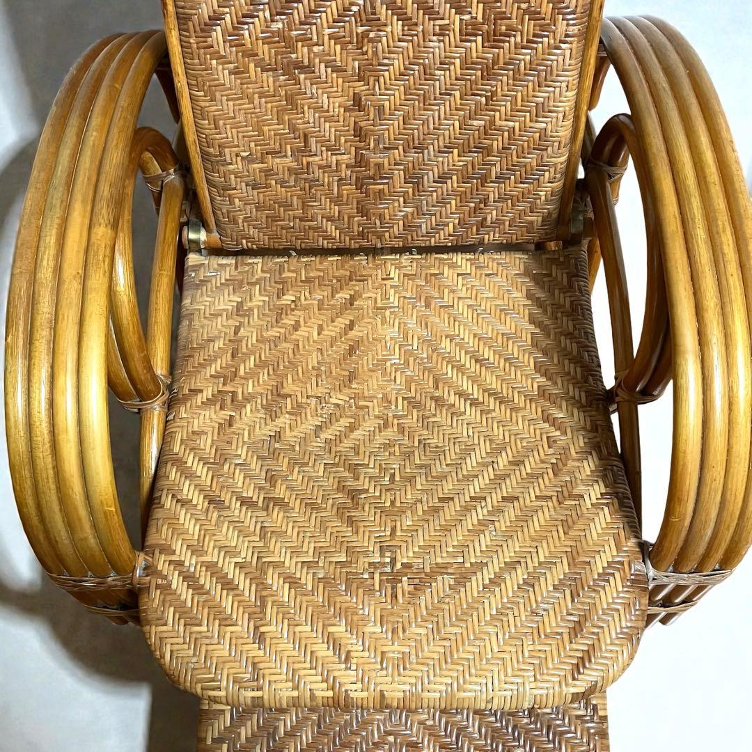 【良品】ラタン製 リクライニングチェア 1人掛けソファー　籐家具　昭和レトロ