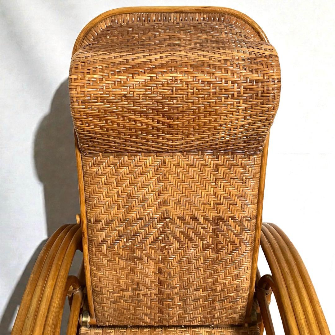 【良品】ラタン製 リクライニングチェア 1人掛けソファー　籐家具　昭和レトロ