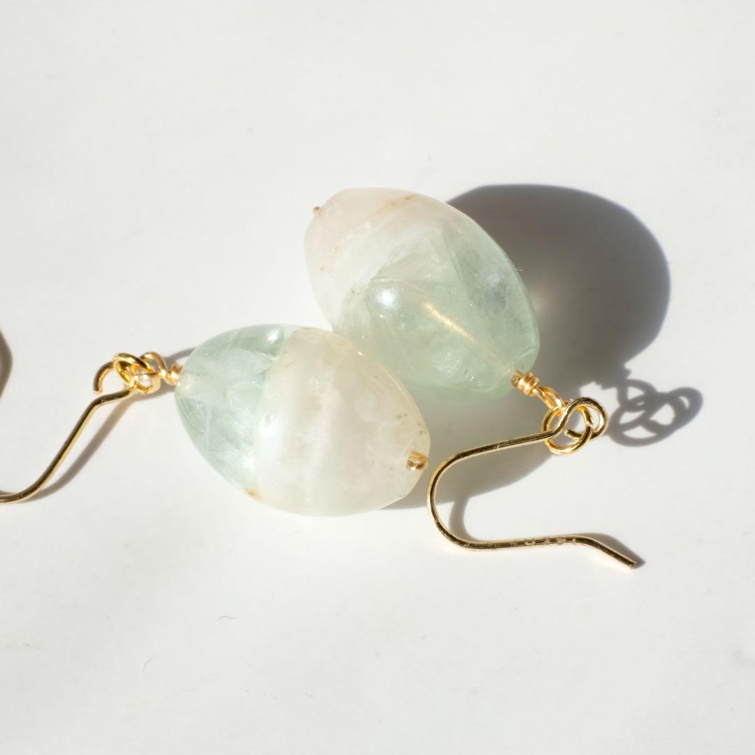 14kgfグリーンフローライトピアス/イヤリング