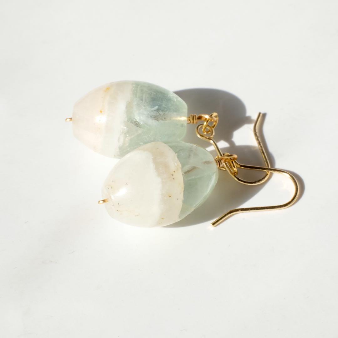 14kgfグリーンフローライトピアス/イヤリング