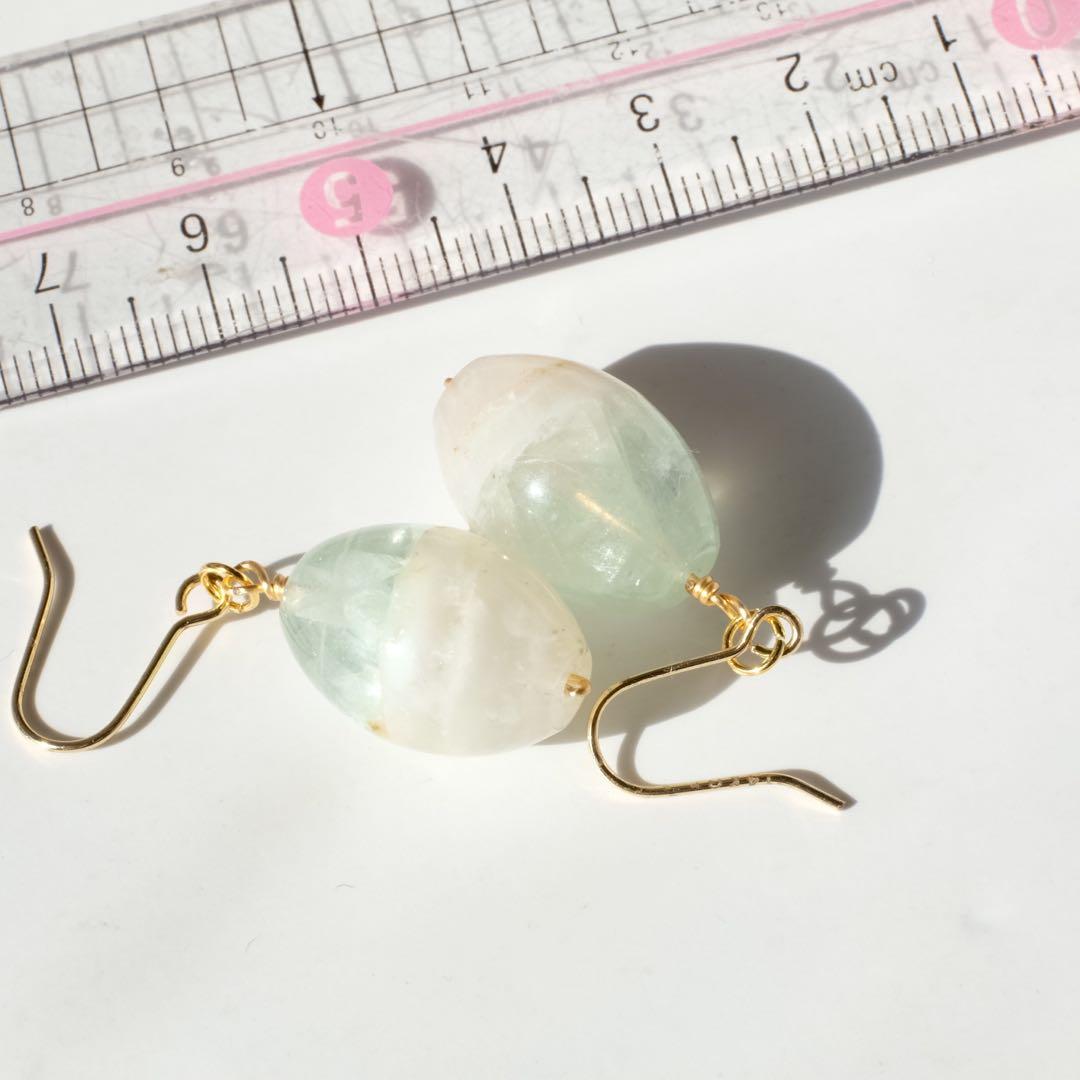 14kgfグリーンフローライトピアス/イヤリング