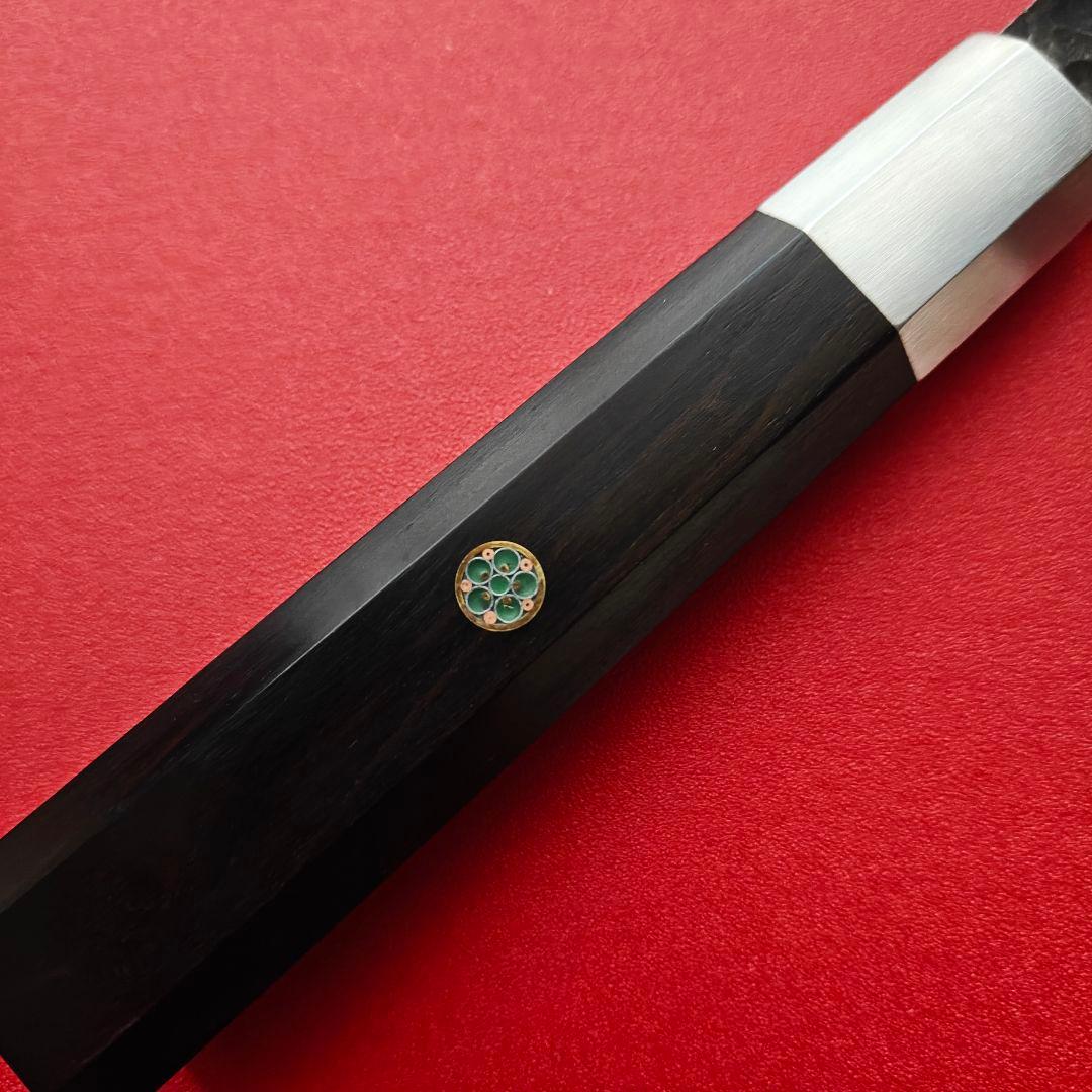 新品　鍛造VG10 黒染め　菜切り包丁　黒檀　八角柄