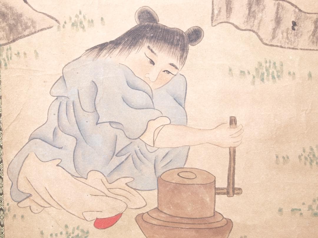 骨董掛け軸】人物図 中国 米芾 北宋 肉筆保證 掛け軸 AK800A13-2 書