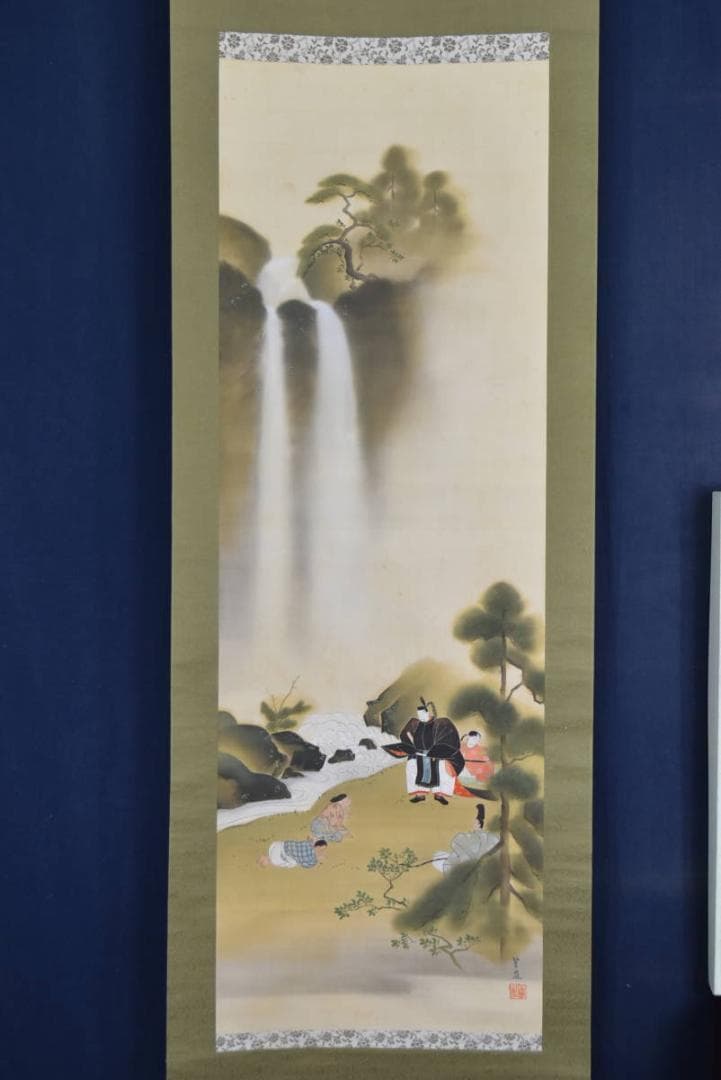 【真作】笙嵐/養老乃滝/人物図/掛軸/名家伝来/AA-867