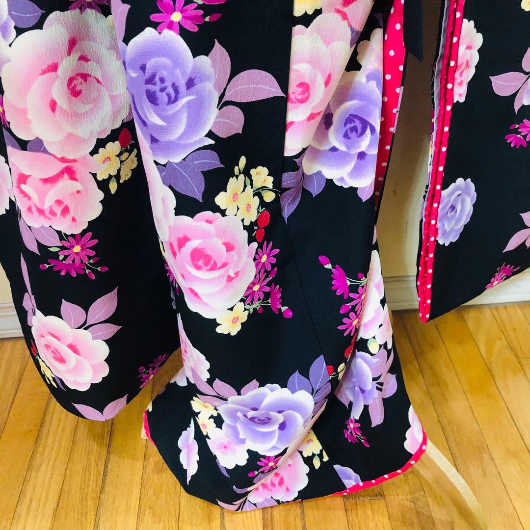 松田聖子プロディース❣️女の子７歳　❣️四つ身薔薇黒地　❣️完全フルセットlovely