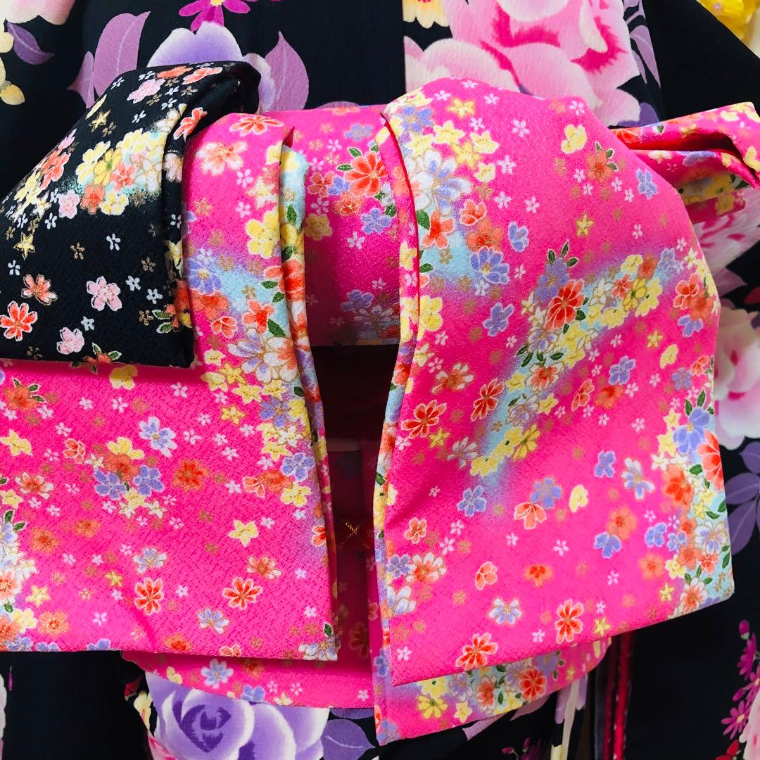 松田聖子プロディース❣️女の子７歳　❣️四つ身薔薇黒地　❣️完全フルセットlovely