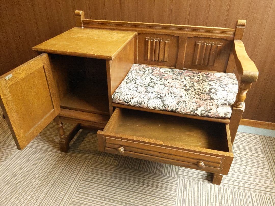 【送料込】アンティーク・テレフォンベンチ