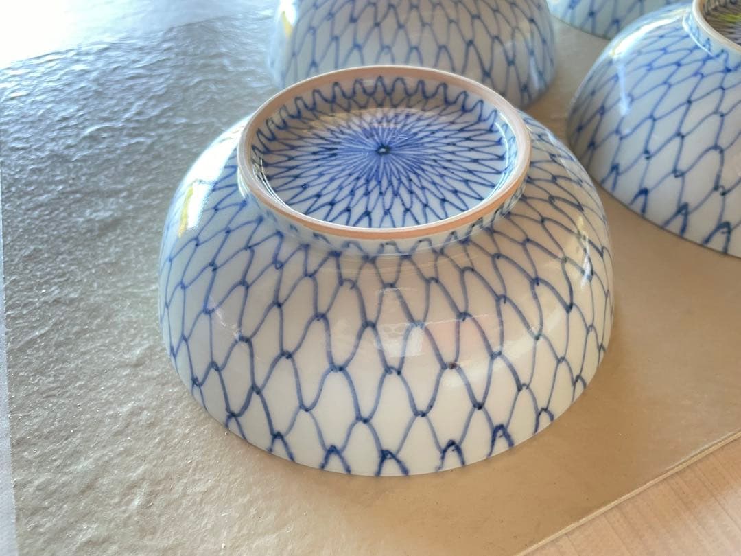 阪東晃司　染付網目中鉢　4客セット