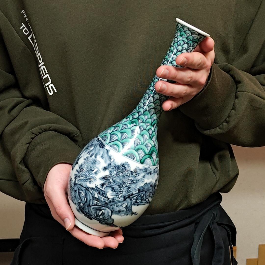 新品・未使用】花瓶 青海波山水花生 京都 清水焼 花入 - メルカリ