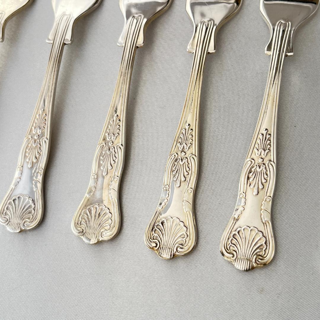 【英国】 キングスパターン ケーキフォーク 6本 【シルバープレート】