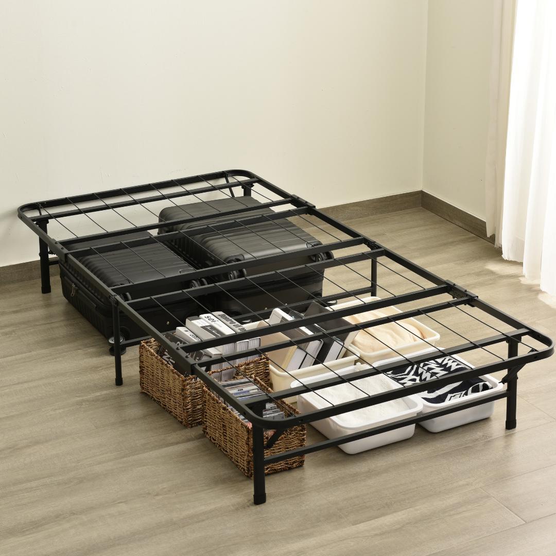 パイプベッド折りたたみベッドシングル 組立簡単 下収納 シングルベッド収納通気性