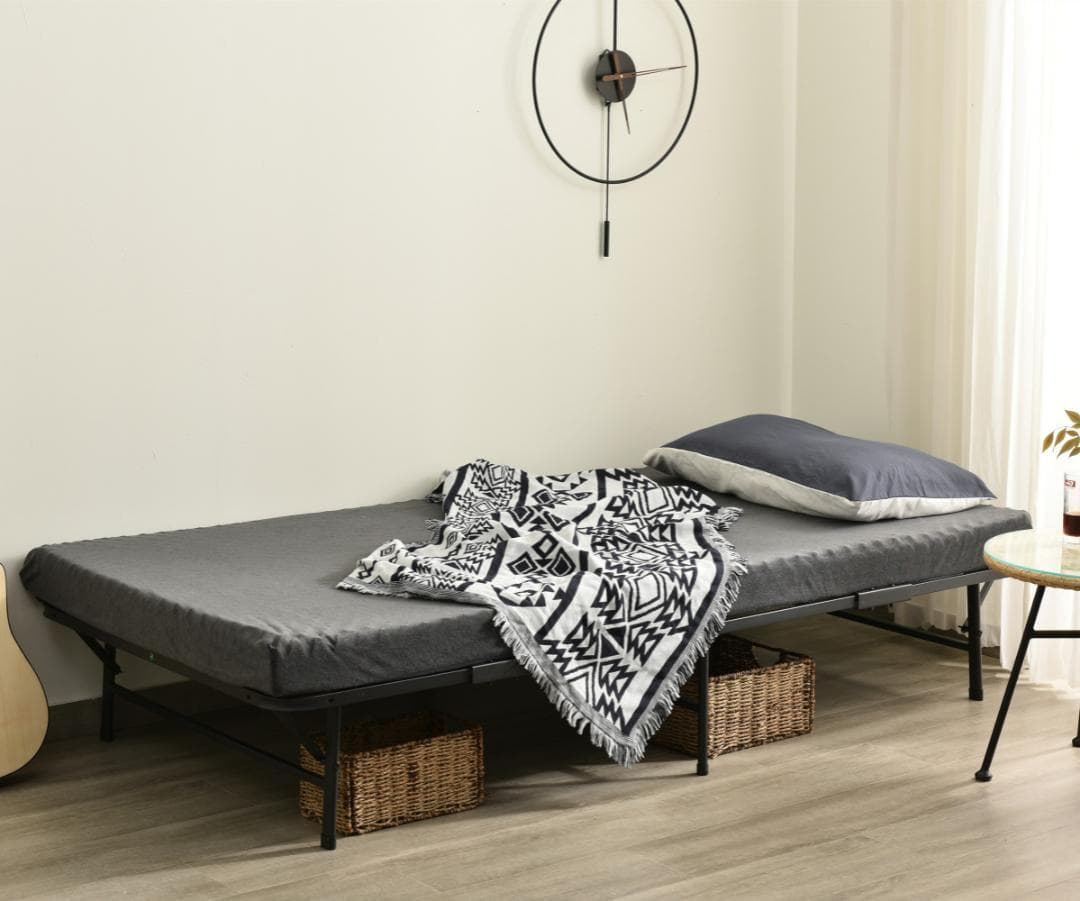 パイプベッド折りたたみベッドシングル 組立簡単 下収納 シングルベッド収納通気性