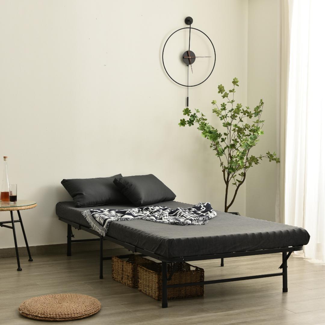 パイプベッド折りたたみベッドシングル 組立簡単 下収納 シングルベッド収納通気性