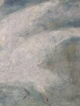 真作】絵画 浦久保義信 油彩 青の調べに舞う白き鳥 幻想空間の飛翔