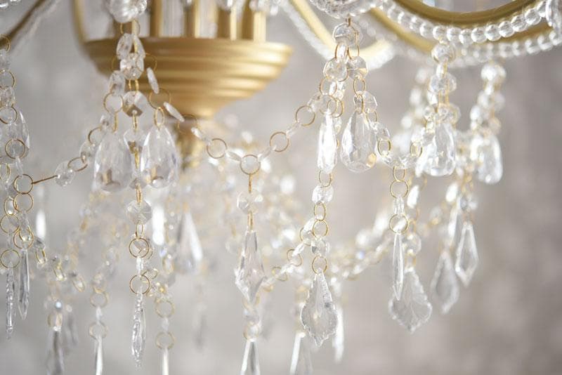 【LED付・簡単取付】12灯ゴールドカラーシャンデリア