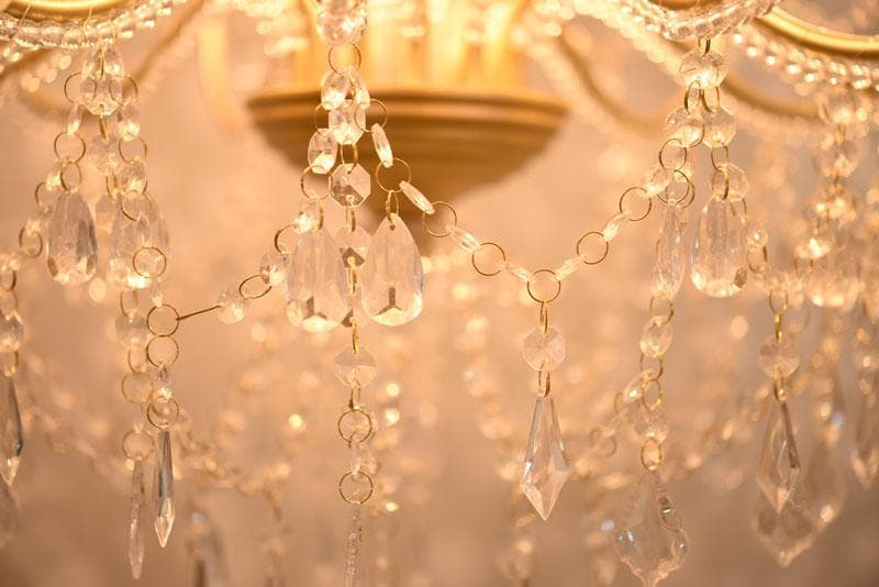 【LED付・簡単取付】12灯ゴールドカラーシャンデリア