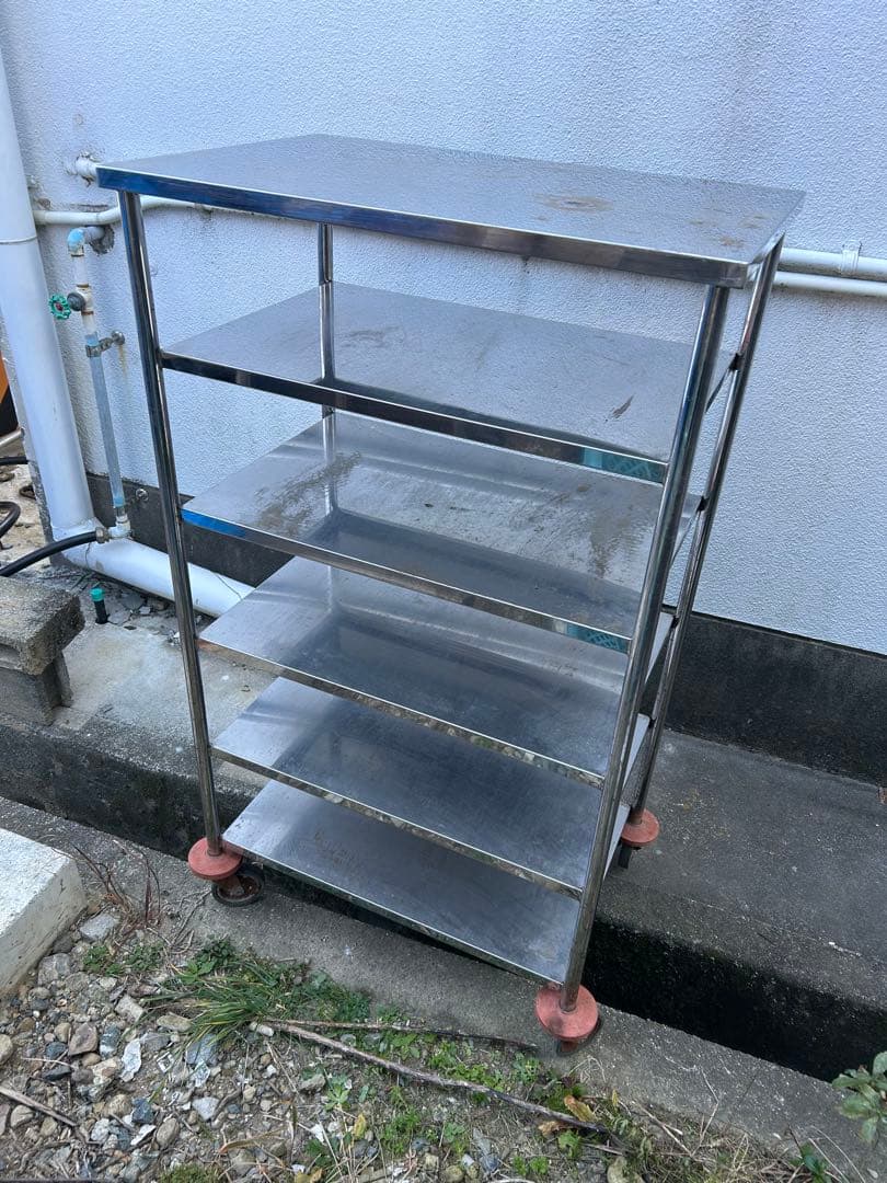 ステンレススチール 5段ラック キャスター付き