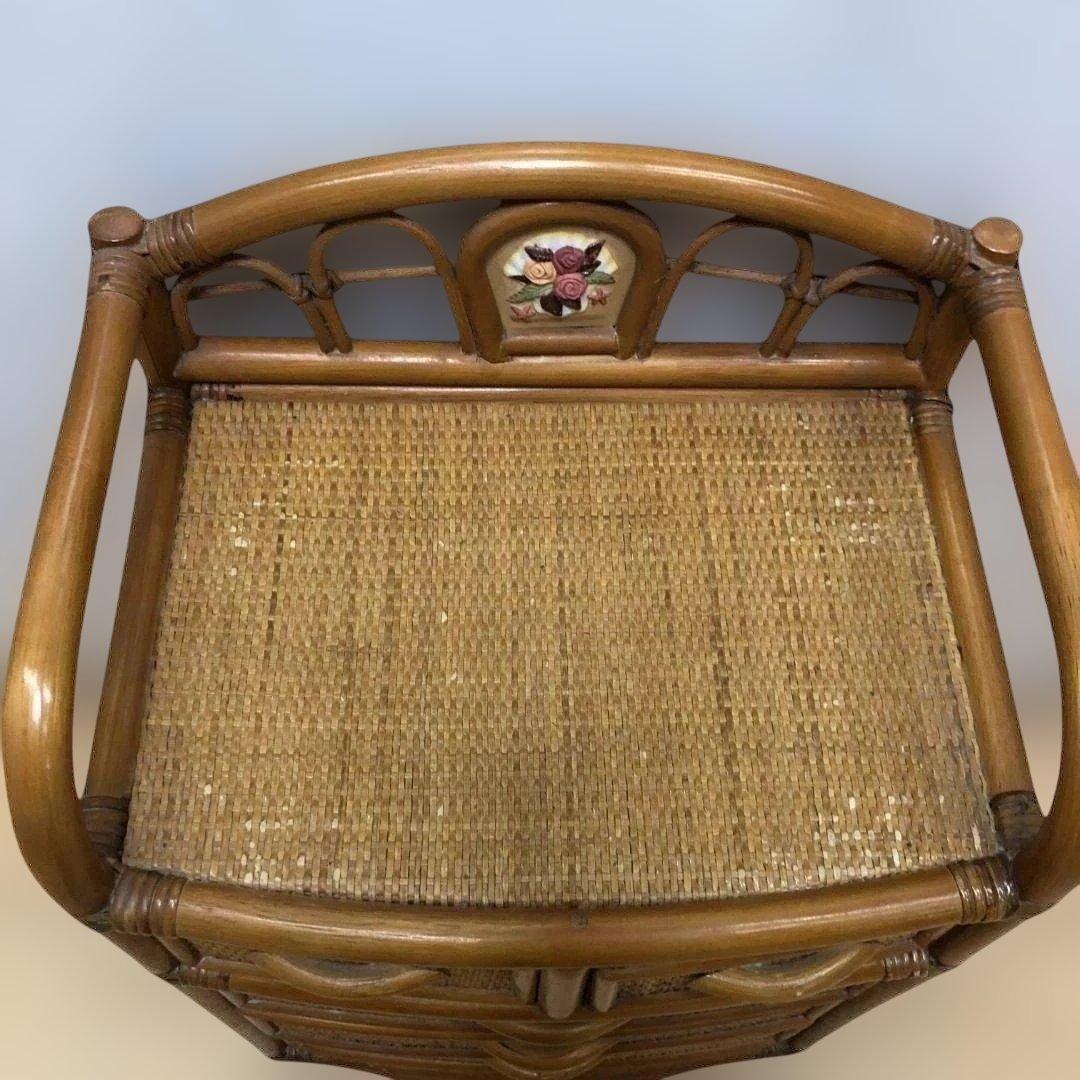 送料無料 ラタン 籐製 チェスト 5段 収納棚 タンス レトロ　250804-2