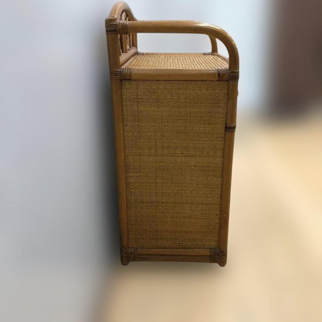 送料無料 ラタン 籐製 チェスト 5段 収納棚 タンス レトロ　250804-2