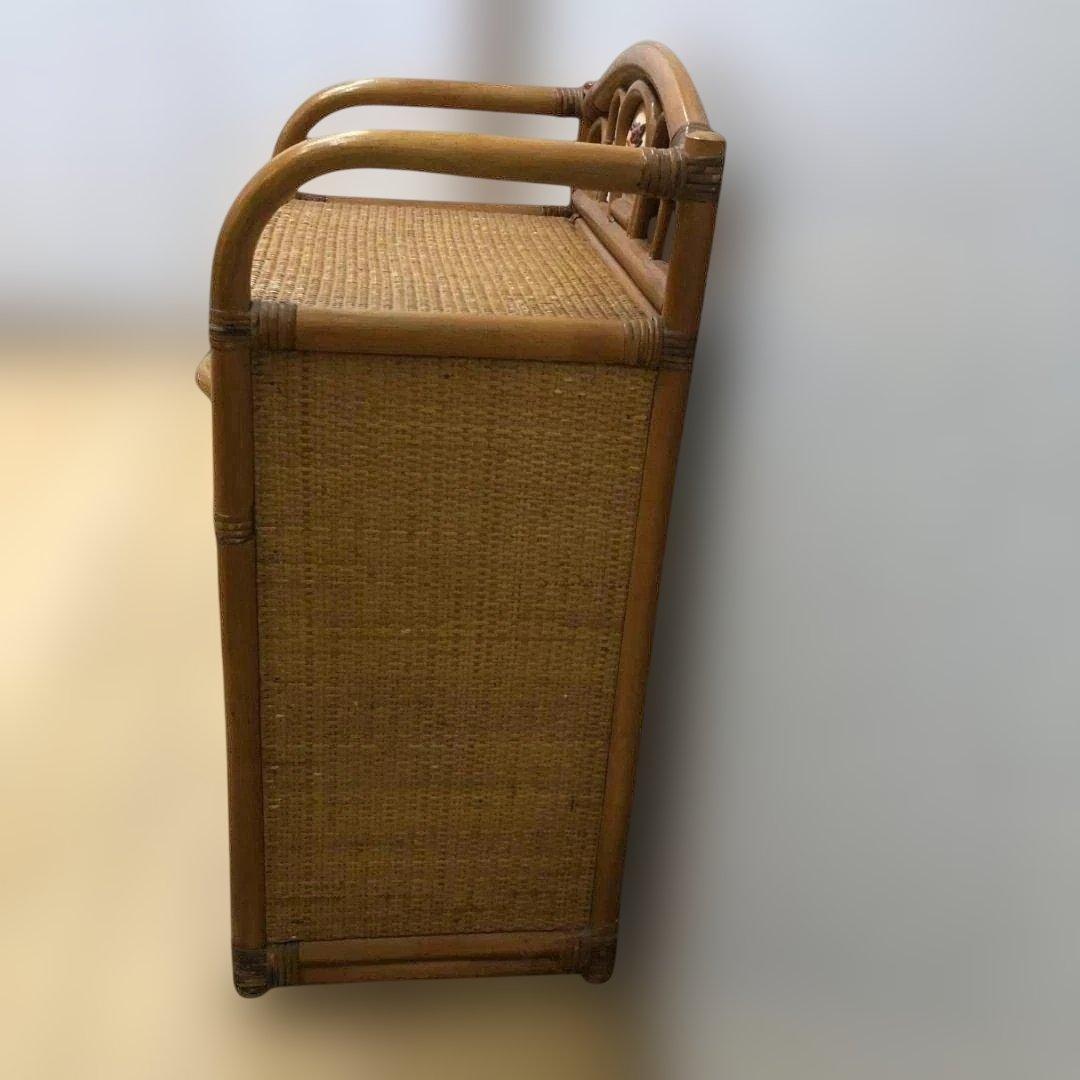 送料無料 ラタン 籐製 チェスト 5段 収納棚 タンス レトロ　250804-2