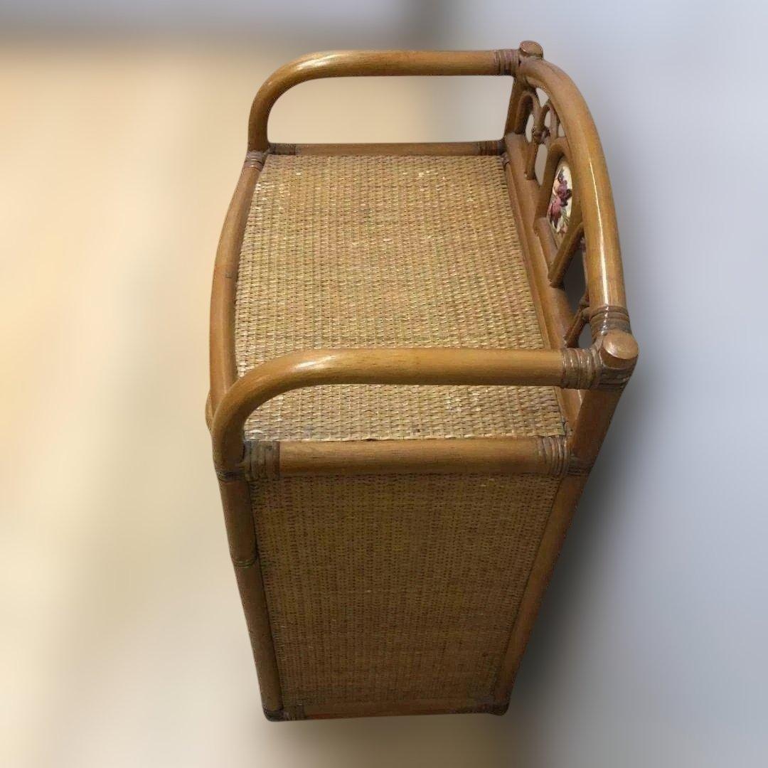 送料無料 ラタン 籐製 チェスト 5段 収納棚 タンス レトロ　250804-2