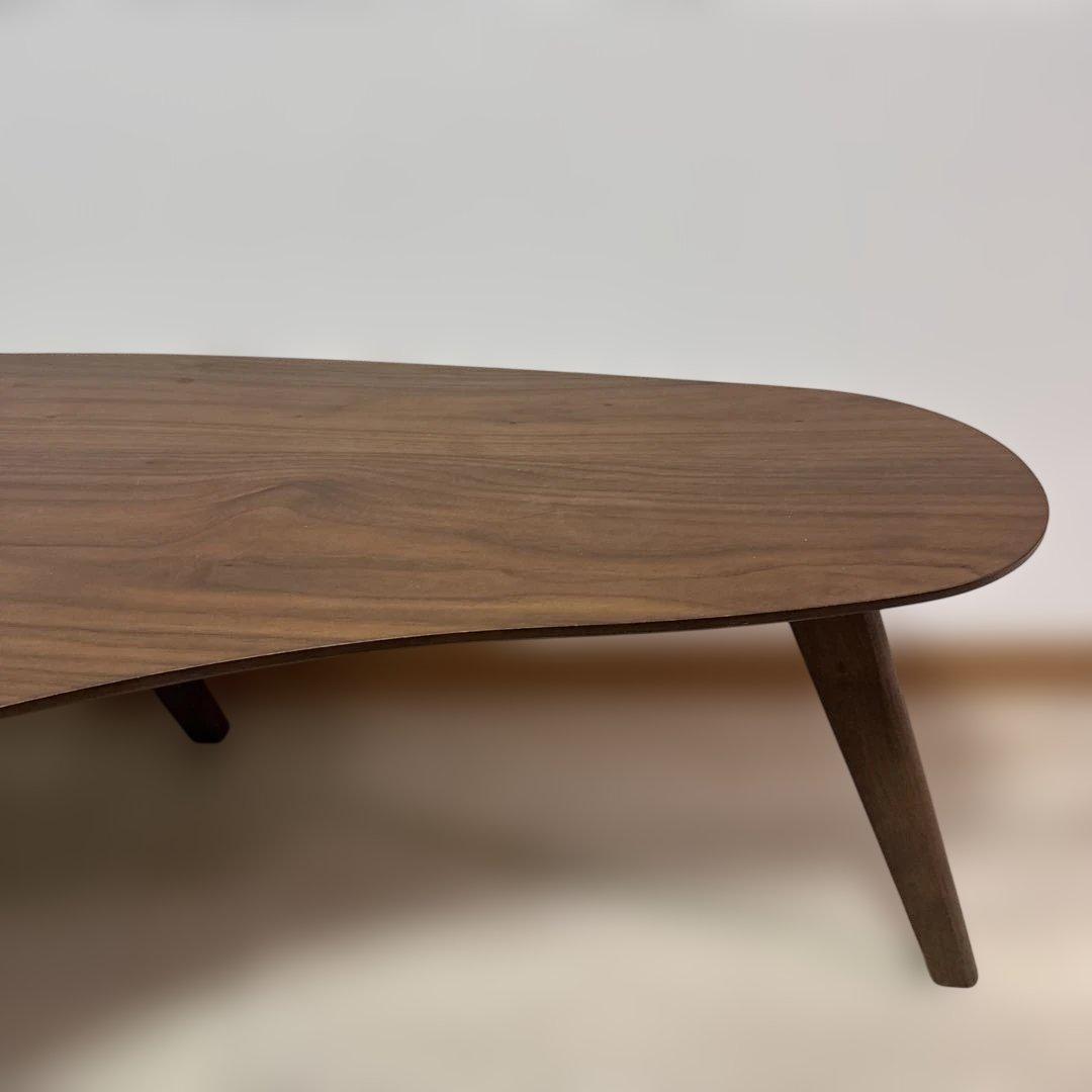 オーガニック形状 ダークブラウン木製テーブル