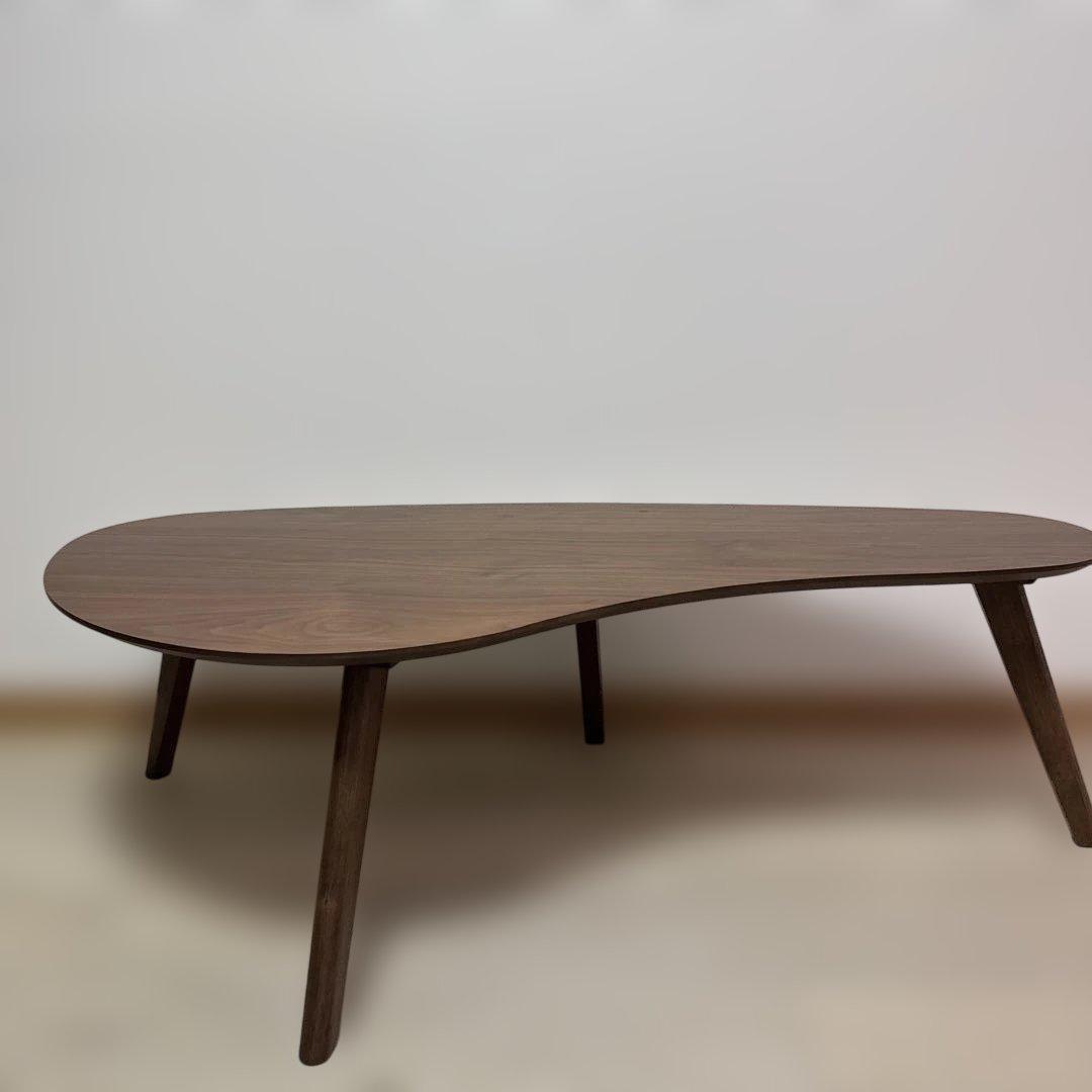 オーガニック形状 ダークブラウン木製テーブル