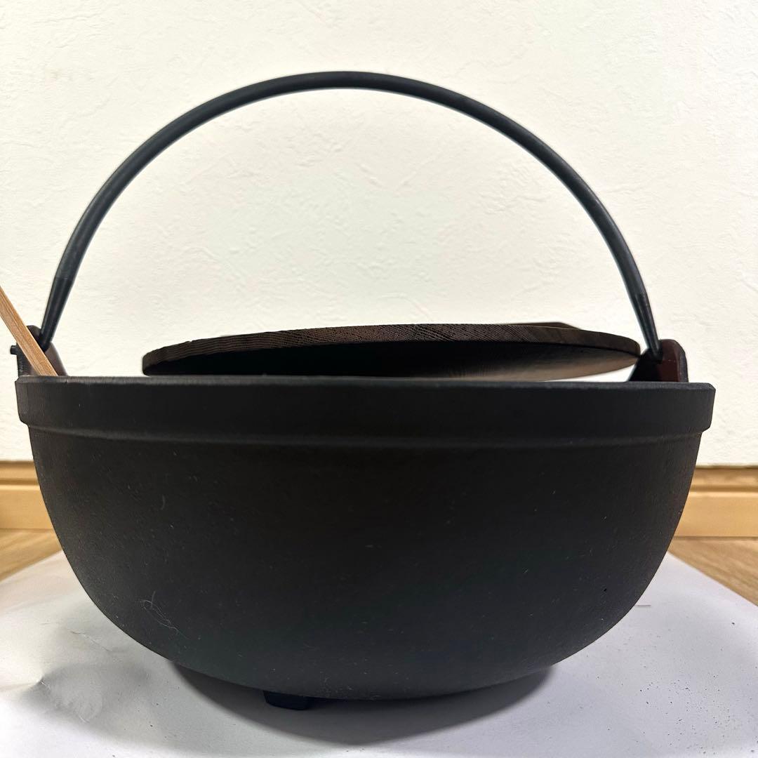 日本製 桑名鋳物 鉄鍋 特大 直径30cm 内側ホーロー仕上げ やまが鍋