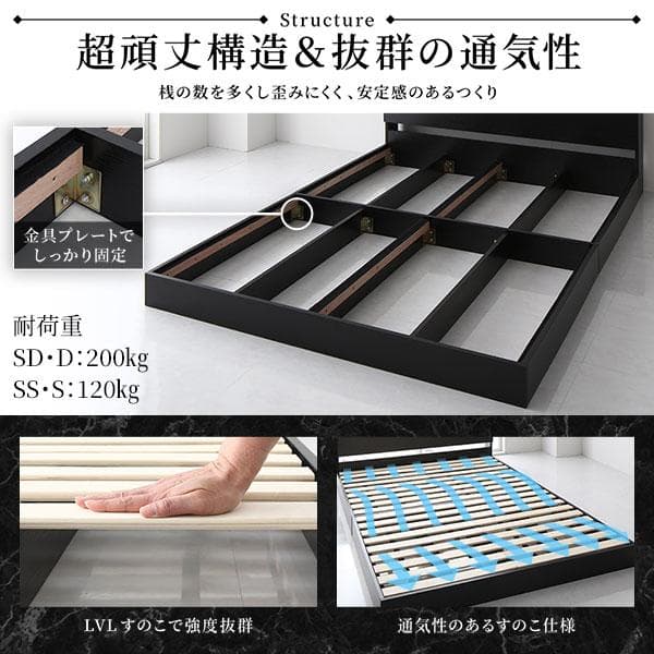 ベッド ブラック セミダブル ベッドフレームのみds-2174095